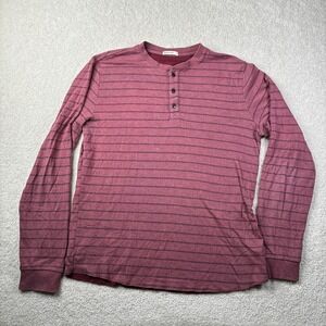 Marine Layer Henley Shirt Men's Medium Red Pullover Double Knit Long Sleeve